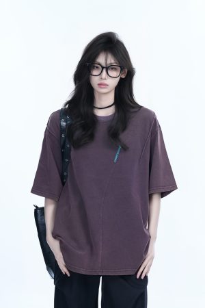 Oversized American Retro Style Short Sleeve T-Shirt for Women - Sit and Eat Until the Mountains Are Empty Vintage-Inspired Design