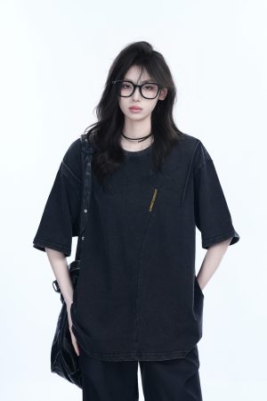 Oversized American Retro Style Short Sleeve T-Shirt for Women - Sit and Eat Until the Mountains Are Empty Vintage-Inspired Design