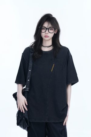 Oversized American Retro Style Short Sleeve T-Shirt for Women - Sit and Eat Until the Mountains Are Empty Vintage-Inspired Design