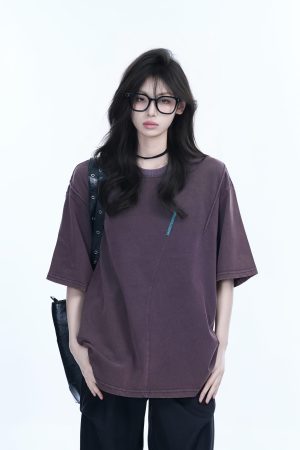 Oversized American Retro Style Short Sleeve T-Shirt for Women - Sit and Eat Until the Mountains Are Empty Vintage-Inspired Design