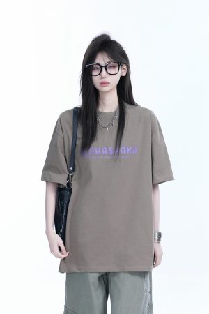 Oversized American Street Style Heavy Short-Sleeve T-Shirt for Women - Sit and Eat Until the Mountains Are Empty, Casual Y2K Fashion