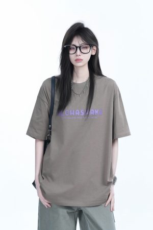 Oversized American Street Style Heavy Short-Sleeve T-Shirt for Women - Sit and Eat Until the Mountains Are Empty, Casual Y2K Fashion