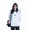 Oversized Black Short Sleeve T-Shirt for Women with American Street Style Collar and Quote, Casual Y2K Fashion Top