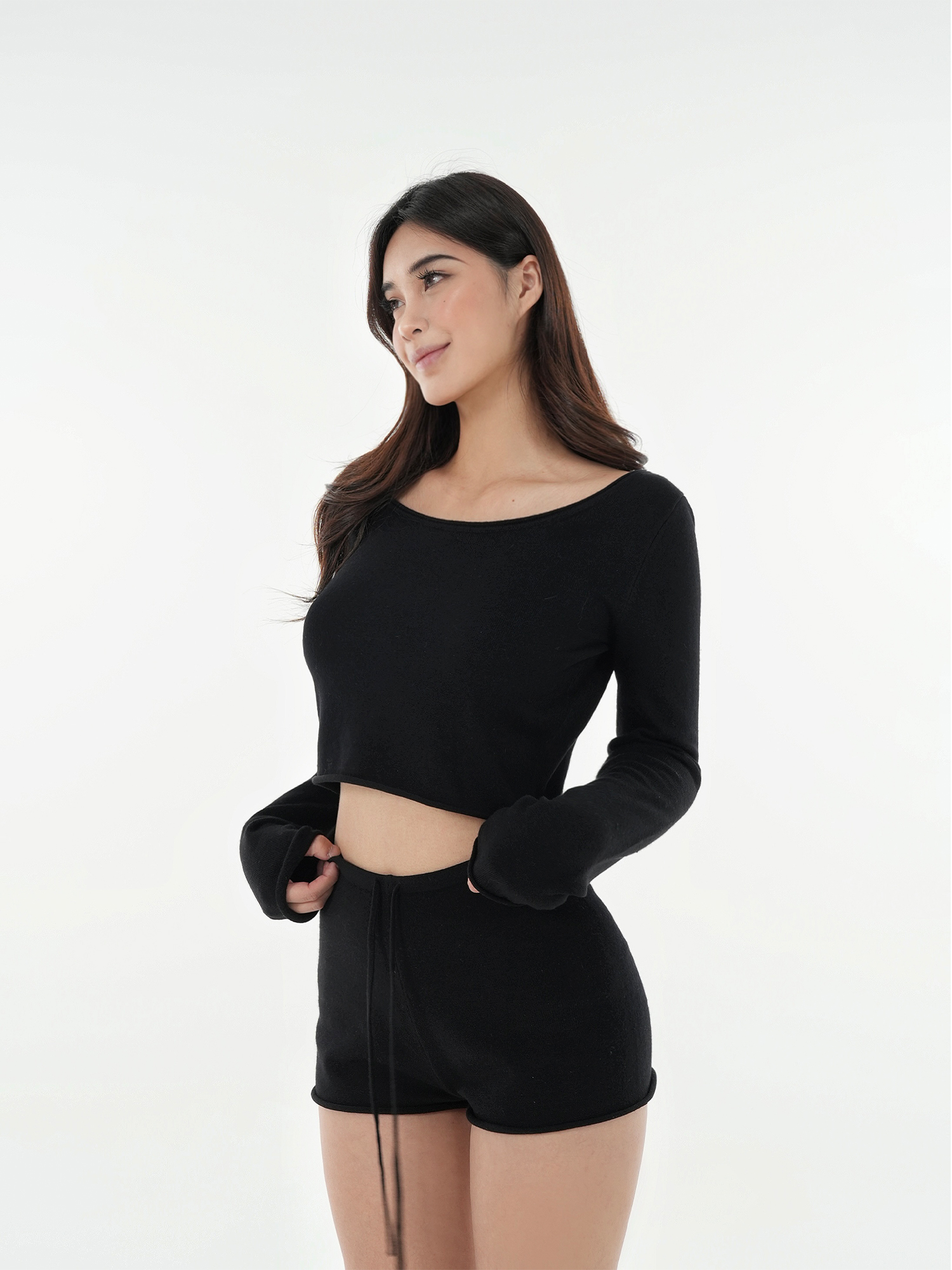 Oversized Collar Rolled Hem Short Sleeve Top & Knitted Shorts Set - Chic Casual Loungewear for Effortless Style Oversized Collar Rolled Hem Short Sleeve Top & Knitted Shorts Set - Chic Casual Loungewear for Effortless Style