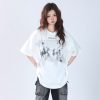Oversized Hip Hop T-Shirt for Women - Sit and Eat Until the Mountains Are Empty European High Street Style Short Sleeve Top