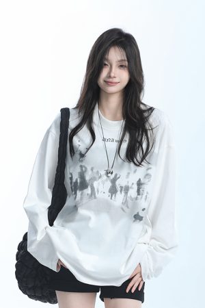 Oversized Hip Hop T-Shirt for Women - Sit and Eat Until the Mountains Are Empty European High Street Style Short Sleeve Top