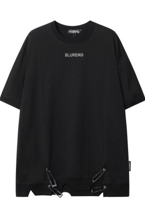 Oversized Women's Short Sleeve T-Shirt with American High Street Pin Design - Trendy Loose Fit, Casual Style for Everyday Wear