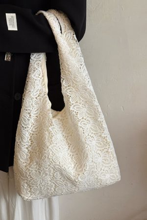 Pastoral Lace Tote Bag - Large Capacity Commuter Shoulder Bag, Versatile Niche Design for Everyday Style