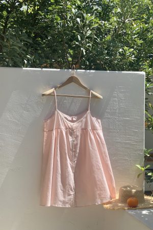 Peach Milk Polka Dot Halter Neck Camisole Dress - Sheer Layered Design, Cute Pink Color, Trendy Y2K Style