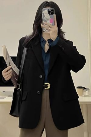 Petite Black One-Shoulder Blazer for Women - Korean Style High-End Casual Suit for Spring and Autumn 2025 Fashion