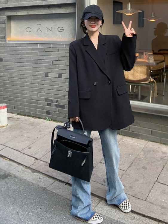 Petite Black Suit Jacket for Women - Trendy High-End Casual Blazer for Spring & Autumn 2025 Petite Black Suit Jacket for Women - Trendy High-End Casual Blazer for Spring & Autumn 2025