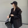 Petite Black Suit Jacket for Women - Trendy High-End Casual Blazer for Spring & Autumn 2025
