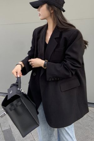 Petite Black Suit Jacket for Women - Trendy High-End Casual Blazer for Spring & Autumn 2025