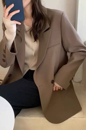 Petite Black Suit Jacket for Women - Trendy High-End Casual Blazer for Spring & Autumn 2025