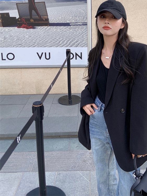 Petite Black Suit Jacket for Women - Trendy High-End Casual Blazer for Spring & Autumn 2025 Petite Black Suit Jacket for Women - Trendy High-End Casual Blazer for Spring & Autumn 2025