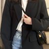 Petite Black Suit Jacket for Women - Trendy Slim Fit, Short Style, Korean Fashion for Spring and Autumn 2025