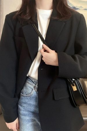 Petite Black Suit Jacket for Women - Trendy Slim Fit, Short Style, Korean Fashion for Spring and Autumn 2025