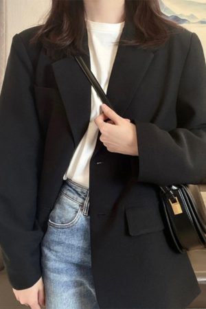 Petite Black Suit Jacket for Women - Trendy Slim Fit, Short Style, Korean Fashion for Spring and Autumn 2025