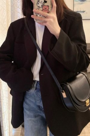 Petite Black Suit Jacket for Women - Trendy Slim Fit, Short Style, Korean Fashion for Spring and Autumn 2025