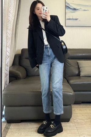 Petite Black Suit Jacket for Women - Trendy Slim Fit, Short Style, Korean Fashion for Spring and Autumn 2025