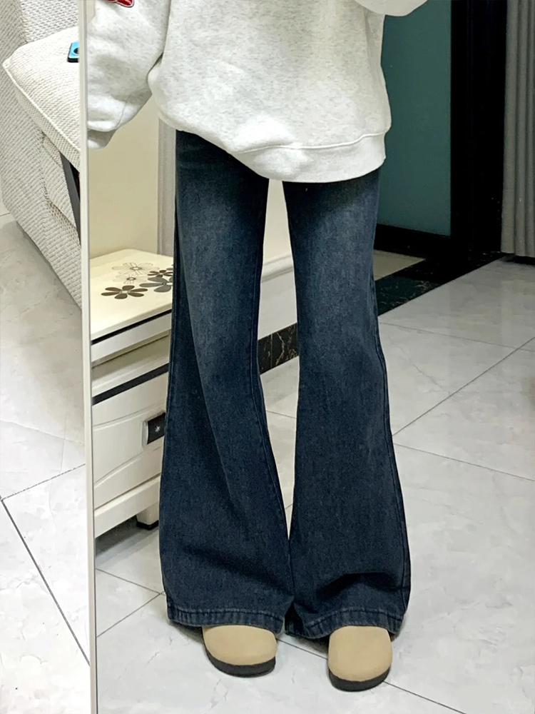 Petite Dark Blue Flared Jeans - 2025 New Style Plus-Size Slim Fit Bell-Bottoms, Straight Leg, Comfortable Fit Petite Dark Blue Flared Jeans - 2025 New Style Plus-Size Slim Fit Bell-Bottoms, Straight Leg, Comfortable Fit