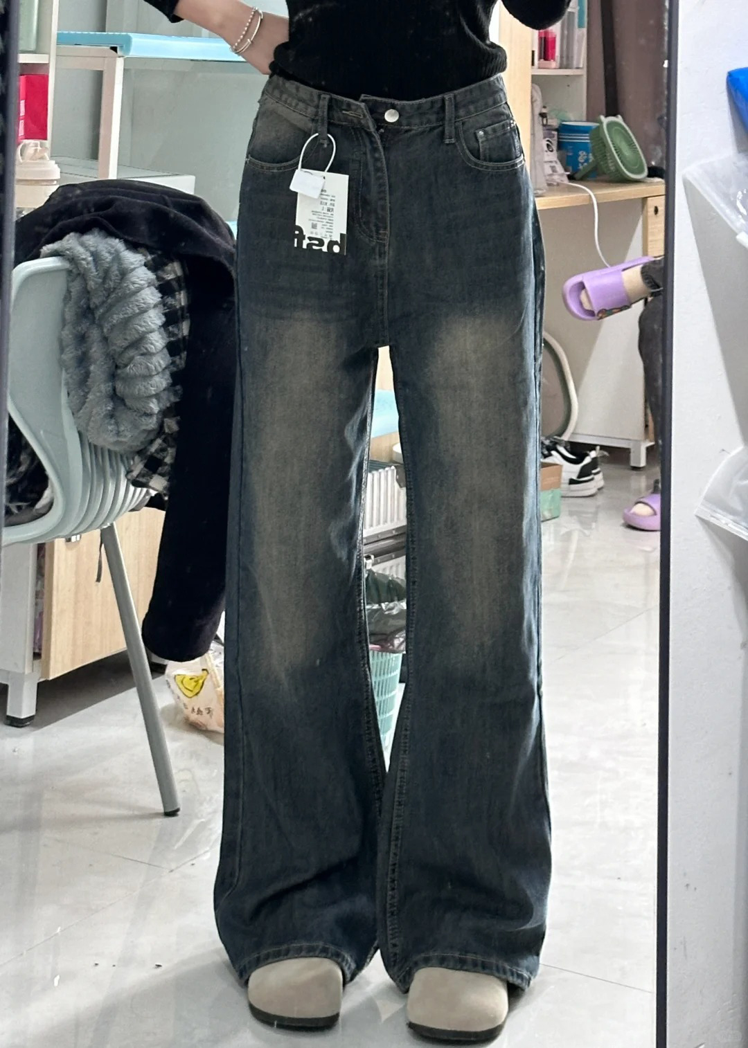 Petite Dark Blue Flared Jeans - 2025 New Style Plus-Size Slim Fit Bell-Bottoms, Straight Leg, Comfortable Fit Petite Dark Blue Flared Jeans - 2025 New Style Plus-Size Slim Fit Bell-Bottoms, Straight Leg, Comfortable Fit