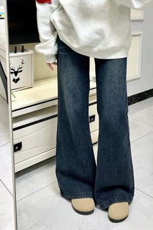 Petite Dark Blue Flared Jeans - 2025 New Style Plus-Size Slim Fit Bell-Bottoms, Straight Leg, Comfortable Fit