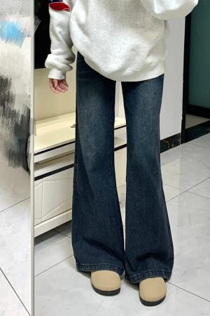 Petite Dark Blue Flared Jeans - 2025 New Style Plus-Size Slim Fit Bell-Bottoms, Straight Leg, Comfortable Fit