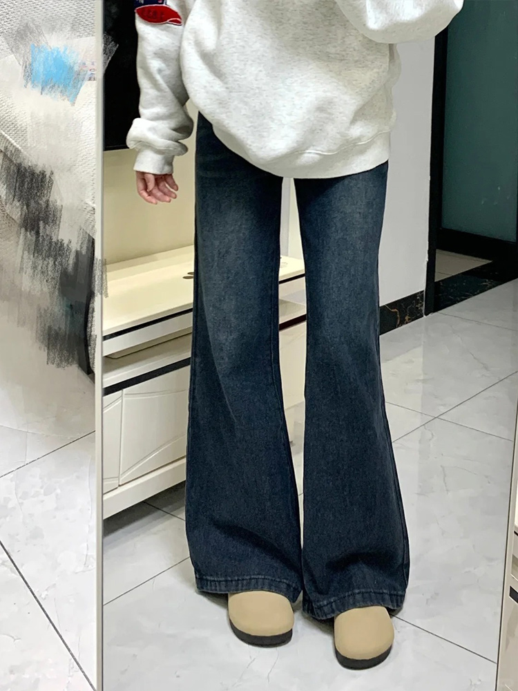 Petite Dark Blue Flared Jeans - 2025 New Style Plus-Size Slim Fit Bell-Bottoms, Straight Leg, Comfortable Fit Petite Dark Blue Flared Jeans - 2025 New Style Plus-Size Slim Fit Bell-Bottoms, Straight Leg, Comfortable Fit