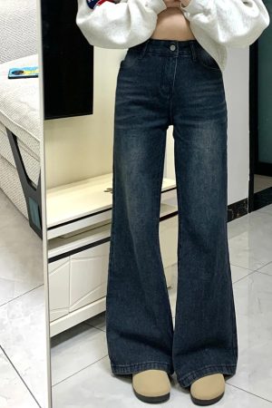 Petite Dark Blue Flared Jeans - 2025 New Style Plus-Size Slim Fit Bell-Bottoms, Straight Leg, Comfortable Fit