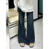 Petite Dark Blue Flared Jeans - 2025 New Style Plus-Size Slim Fit Bell-Bottoms, Straight Leg, Comfortable Fit