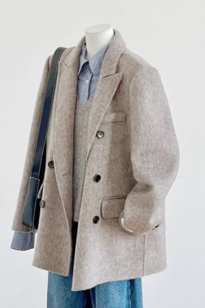 Petite Double-Breasted Wool Cashmere Coat for Women - 2024 Autumn Winter Style, Short Length, High-End Feel