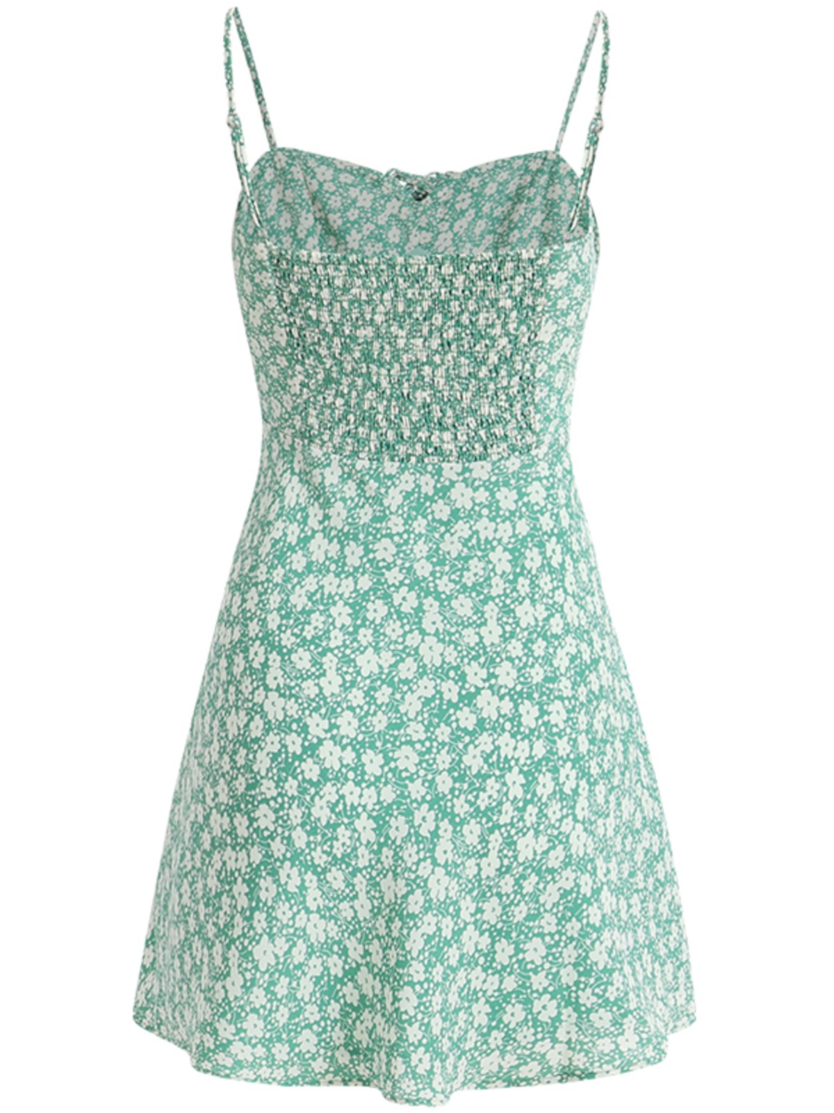 Petite Floral Green Summer Dress for Women - French Style Vacation Dress, Slimming Design for 2025 Petite Floral Green Summer Dress for Women - French Style Vacation Dress, Slimming Design for 2025