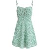 Petite Floral Green Summer Dress for Women - French Style Vacation Dress, Slimming Design for 2025
