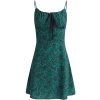 Petite French Vacation Dress for Summer 2025 - Green Spaghetti Strap Mini Dress with Prints - Trendy Floral Design