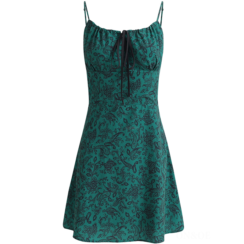 Petite French Vacation Dress for Summer 2025 - Green Spaghetti Strap Mini Dress with Prints - Trendy Floral Design Petite French Vacation Dress for Summer 2025 - Green Spaghetti Strap Mini Dress with Prints - Trendy Floral Design
