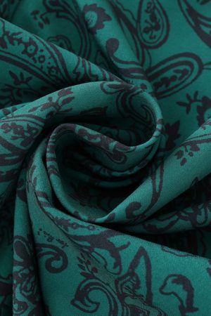 Petite French Vacation Dress for Summer 2025 - Green Spaghetti Strap Mini Dress with Prints - Trendy Floral Design