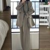 Petite Gray Suit Set for Women - Casual Blazer & Wide-Leg Pants, High-End Feel, Stylish 2025 Fashion