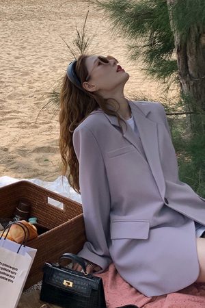 Petite Gray Suit Set for Women - Casual Blazer & Wide-Leg Pants, High-End Feel, Stylish 2025 Fashion