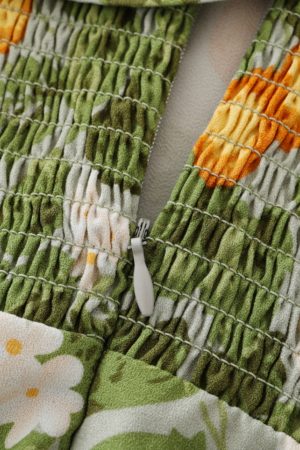 Petite Green Ruffled French-Style Vacation Dress 2025 Summer Collection for Women