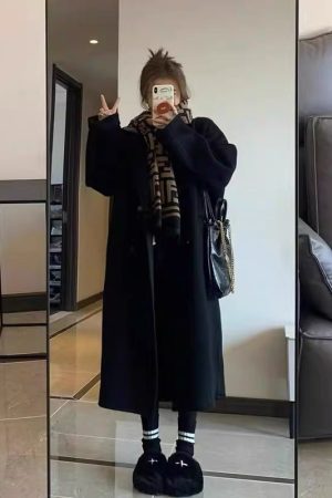 Petite Oatmeal Double-Sided Cashmere Coat for Women - Mid-Length High-End Woolen Outerwear for Autumn/Winter 2024