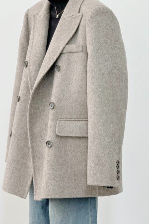 Petite Oatmeal Wool and Cashmere Overcoat for Women - High-End Feel, 2024 Autumn Winter Style, Elegant Outerwear