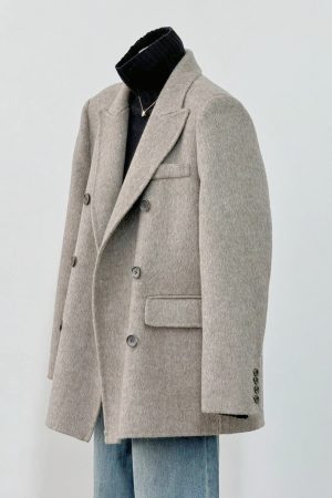 Petite Oatmeal Wool and Cashmere Overcoat for Women - High-End Feel, 2024 Autumn Winter Style, Elegant Outerwear