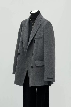 Petite Oatmeal Wool and Cashmere Overcoat for Women - High-End Feel, 2024 Autumn Winter Style, Elegant Outerwear