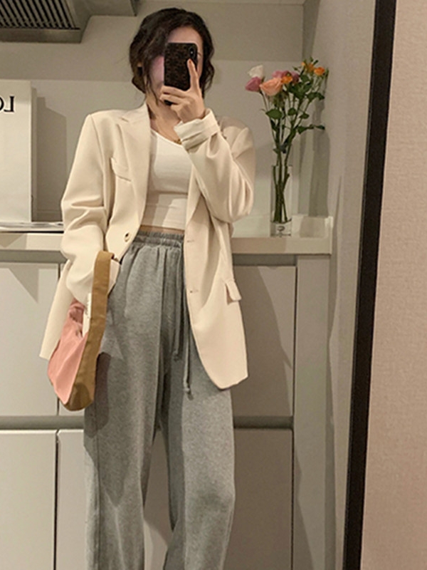 Petite Oversized Black Suit Jacket for Women - Loose Fit Blazer Top in Korean Style for Spring and Autumn 2025 Petite Oversized Black Suit Jacket for Women - Loose Fit Blazer Top in Korean Style for Spring and Autumn 2025