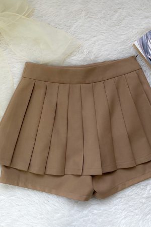 Petite Puff Sleeve JK Uniform Set with Waist-Defined Short Sleeve Shirt and Pudding Bear Design for Summer Womenâ€™s Fashion