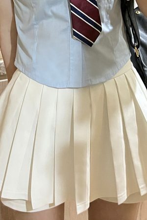 Petite Puff Sleeve JK Uniform Set with Waist-Defined Short Sleeve Shirt and Pudding Bear Design for Summer Womenâ€™s Fashion
