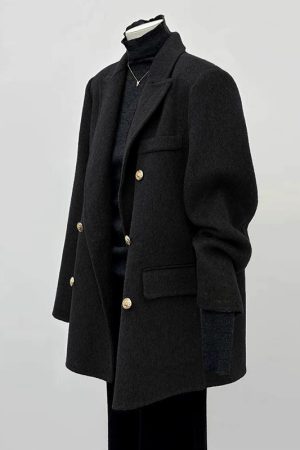 Petite Short Purple Wool Coat for Women - High-End Autumn Winter 2024 Style