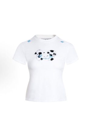 Petite Slim Fit Short-Sleeved T-Shirt with Patch Embroidery for Women - Trendy Summer Style, Age-Reducing Design