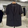 Petite Women's 2025 Summer Black Short Sleeve Suit Jacket - Versatile Slimming Blazer for Professional and Casual Wear